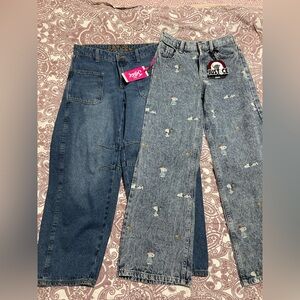 NWT set Justice Blue and Gray Denim Jeans with Snoopy Design